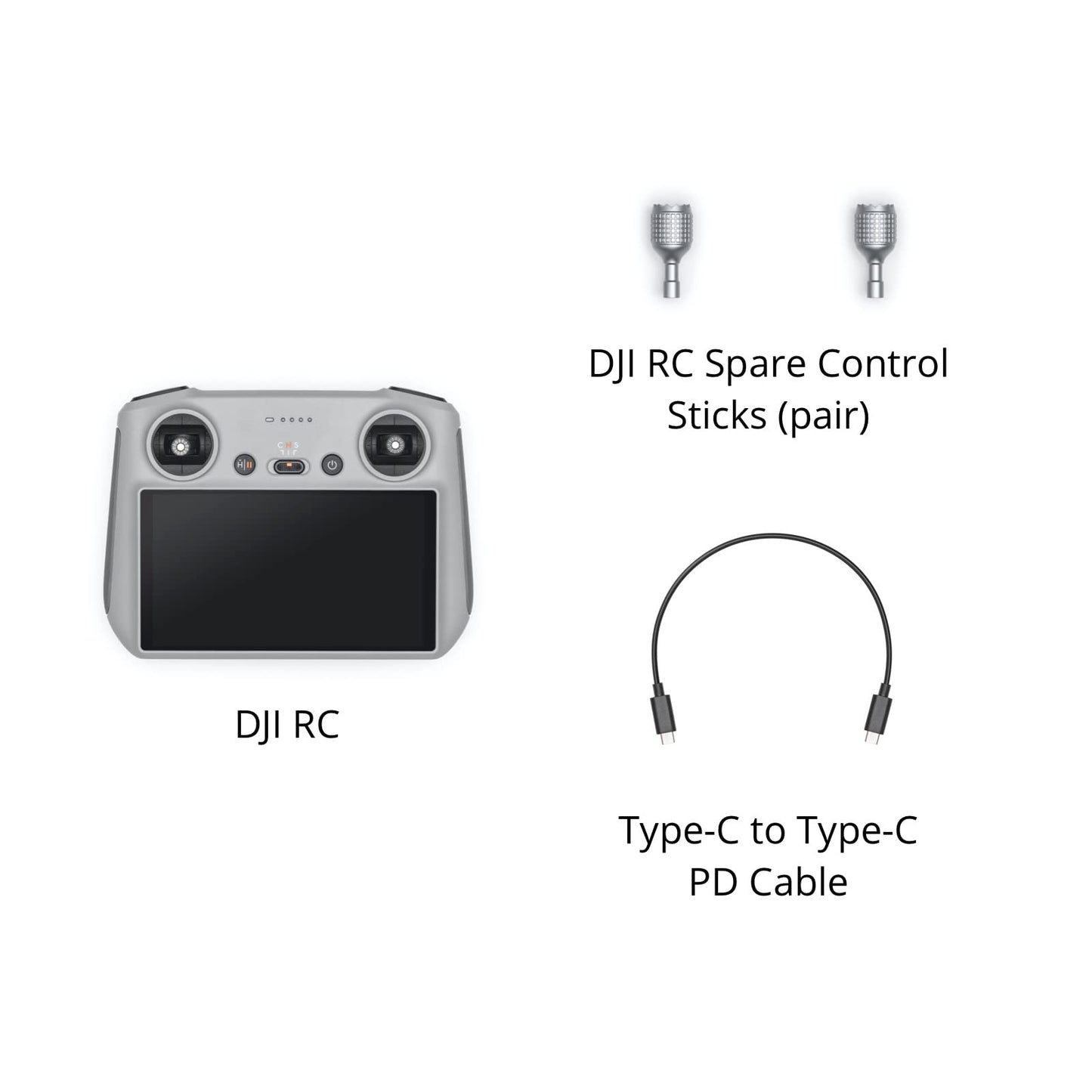 DJI RC, Remote Controller with Lightweight Body, FHD Screen, 4hr Battery, Precision Control Sticks, O3+ Transmission