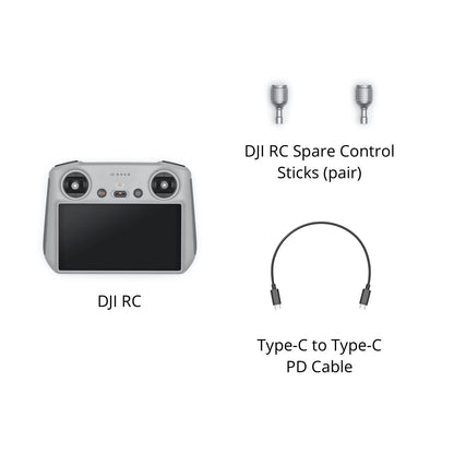 DJI RC, Remote Controller with Lightweight Body, FHD Screen, 4hr Battery, Precision Control Sticks, O3+ Transmission