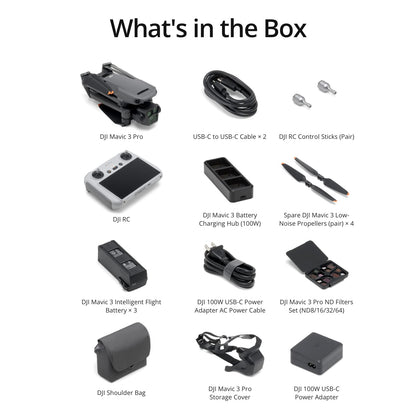 DJI Mavic 3 Pro Fly More Combo with DJI RC, Flagship Triple-Camera Drone with 4/3 CMOS Hasselblad Camera, 15km Video Transmission, 3 Batteries, Charging Hub, FAA Remote ID Compliant
