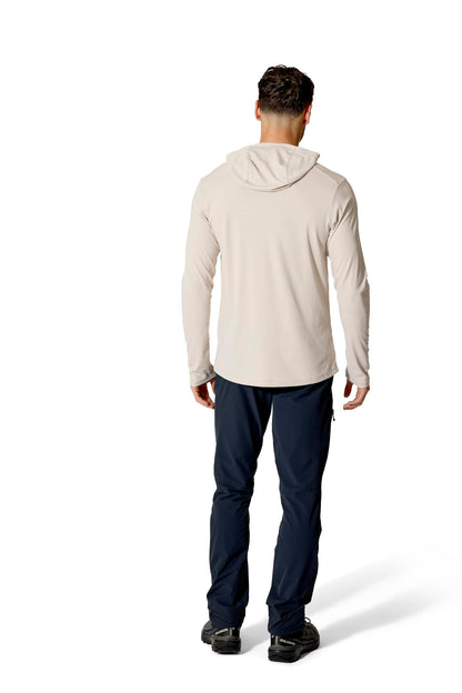 Rab Men's Force Hoody - Lightweight Long-Sleeve Hooded Baselayer Shirt for Hiking, Climbing, & Trail Running - Pebble - Small