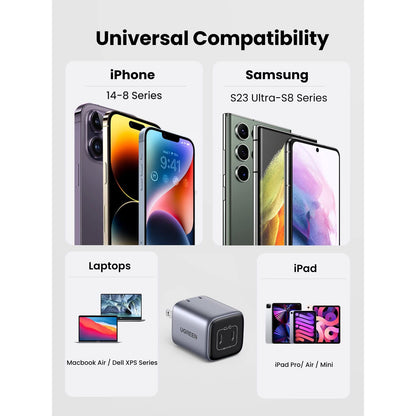 UGREEN 45W USB C Charger, Nexode 2 Port GaN Foldable PPS Wall Charger Block Support Samsung Super Fast Charging 2.0 for Galaxy S25/S24/Note 20, iPhone 16/15/14, iPad, MacBook, Steam Deck (Black)