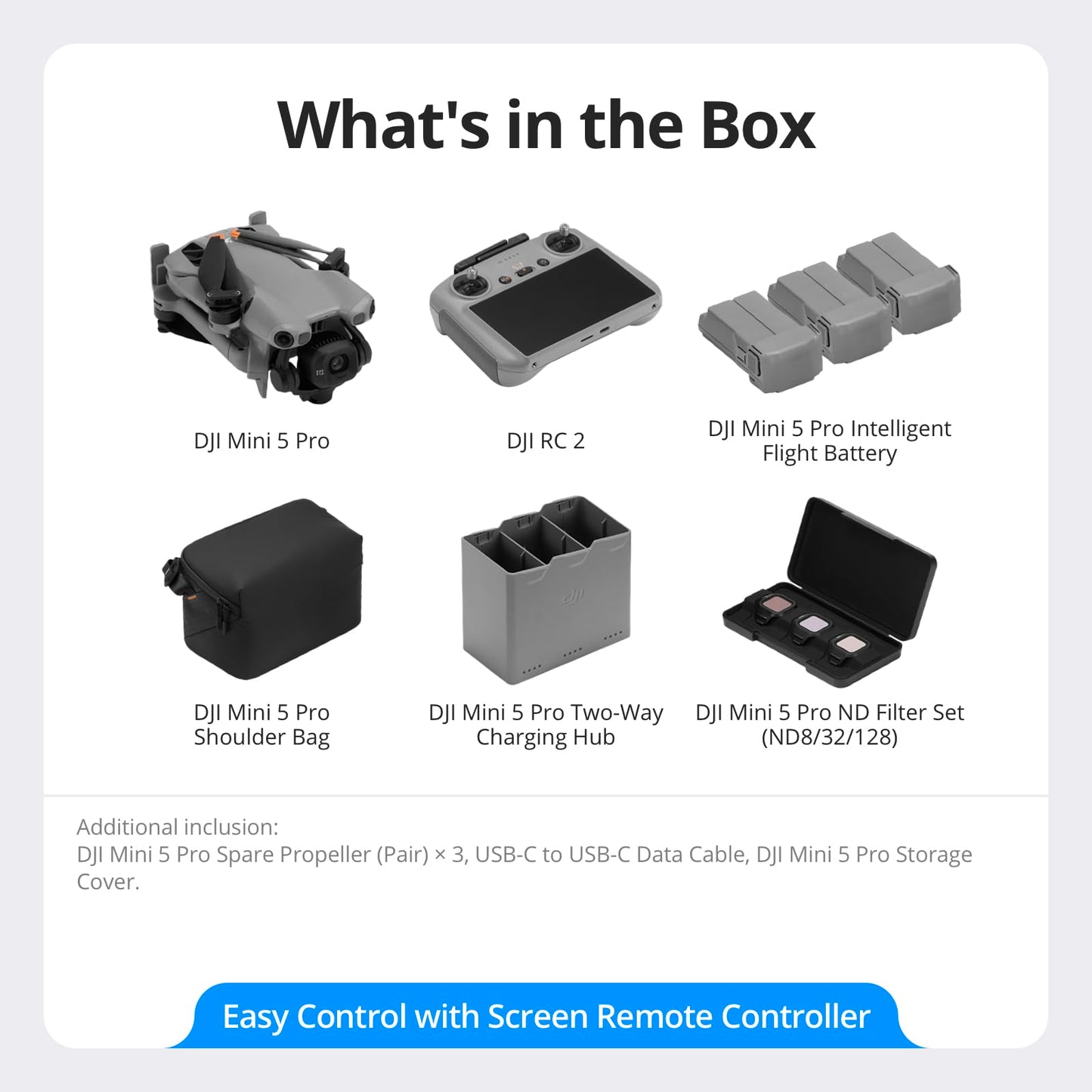 DJI Mini 5 Pro Fly More Combo With DJI RC 2, 1-Inch CMOS