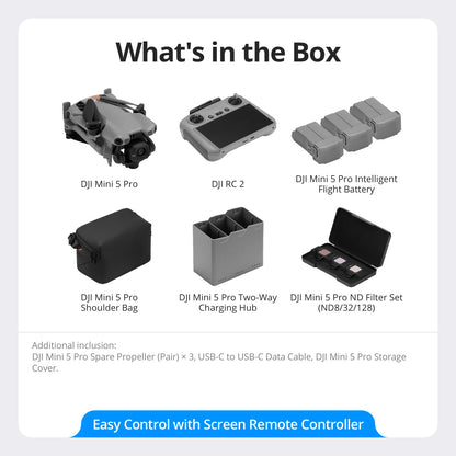DJI Mini 5 Pro Fly More Combo With DJI RC 2, 1-Inch CMOS