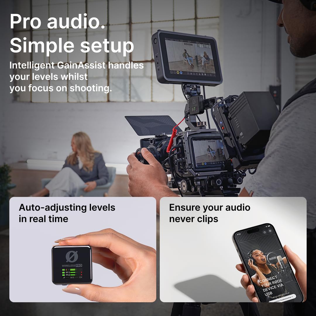 RØDE Wireless PRO (2 TX + 1 RX + Charging Case), 32-Bit Float, Timecode
