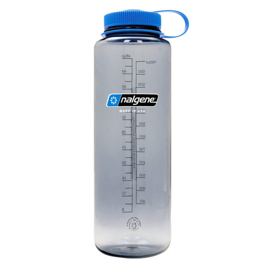 Nalgene Sustain Tritan BPA-Free Water Bottle Made with Material Derived from 50% Plastic Waste (using ISCC certified mass balance), 48 OZ, Wide Mouth, Grey
