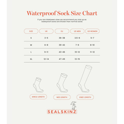 SEALSKINZ Unisex Waterproof All Weather Ankle Length Sock With Hydrostop, Black/Grey, X-Large