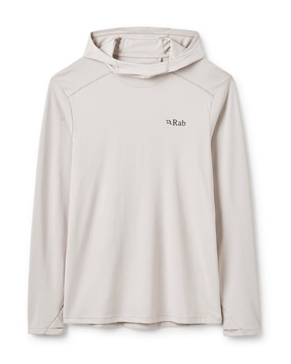 Rab Men's Force Hoody - Lightweight Long-Sleeve Hooded Baselayer Shirt for Hiking, Climbing, & Trail Running - Pebble - Small