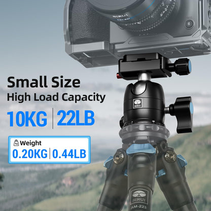 SIRUI Camera Tripod Ball Head, 10KG/22.05lbs Loading Capacity, 360°Panning Base, Aluminum Build Quality, Safety Lock, Universal Mounting Plate for Easy Attachment (B-00K Ball Head)
