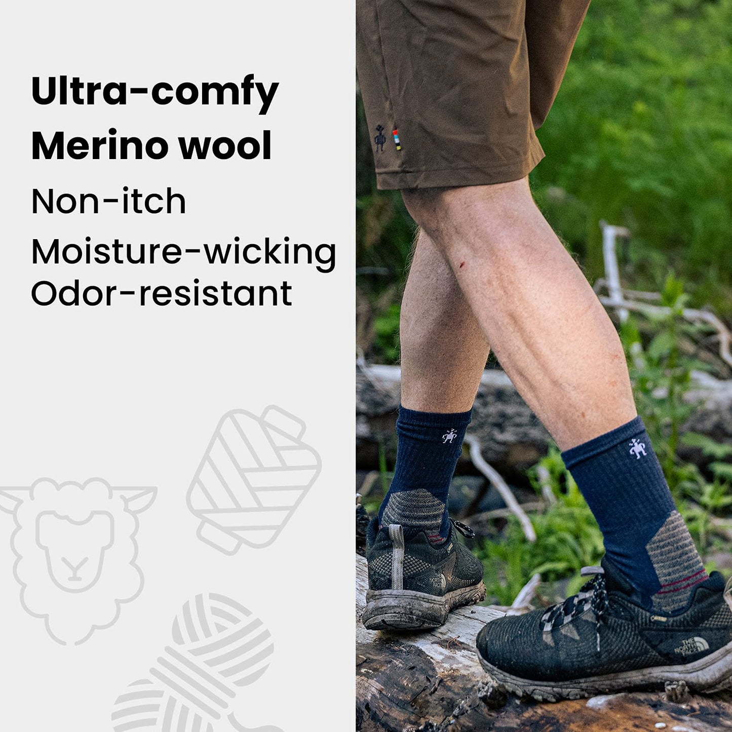Smartwool Men's Hike Classic Edition Full Cushion Crew Socks, Deep Navy, Large