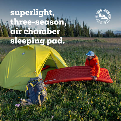 Big Agnes Rapide SL - Insulated Sleeping Pad, Ultralight, All Season Compact Backpacking and Hiking, Pumphouse Sack Included, Orange, 25x72 Wide Regular