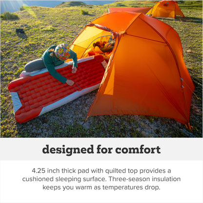 Big Agnes Rapide SL - Insulated Sleeping Pad, Ultralight, All Season Compact Backpacking and Hiking, Pumphouse Sack Included, Orange, 25x72 Wide Regular